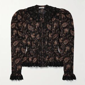 Ulla Johnson Brigitte lace-trimmed paisley-print cotton blouse like new